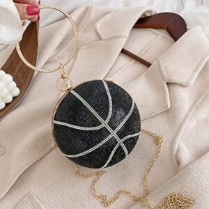 VALICLUD Evening Bag for Women Round Basketball Shaped Purse Crossbody Dazzling Clutch Ring Handle