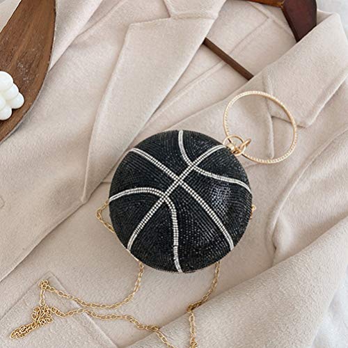 VALICLUD Evening Bag for Women Round Basketball Shaped Purse Crossbody Dazzling Clutch Ring Handle