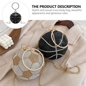 VALICLUD Evening Bag for Women Round Basketball Shaped Purse Crossbody Dazzling Clutch Ring Handle