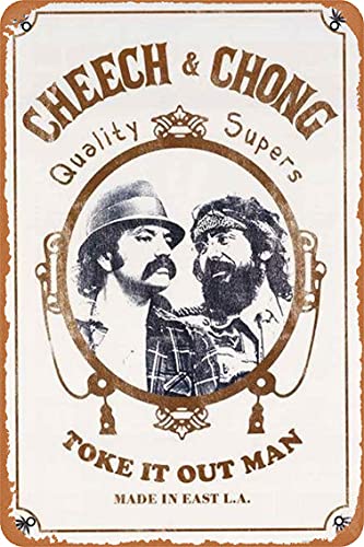 shvieiart Movie Metal Posters Cheech and Chong Zig Zag Tin Metal Sign 8" X 12"