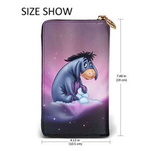 Eeyore Womens Large Capacity Luxury Wax Genuine Leather Portable Wallet Clutch Organizer