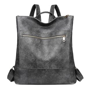 women fashion backpack purse, multi-purpose shoulder casual daypack large capacity bags (gray)