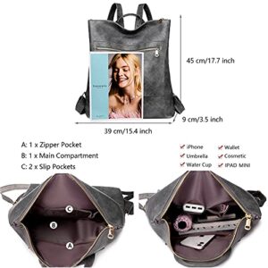 Women Fashion Backpack Purse, Multi-Purpose Shoulder Casual Daypack Large Capacity Bags (Gray)