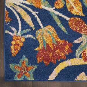 Nourison Allur Floral Navy Multicolor 7'10" x 9'10" Area -Rug, Easy -Cleaning, Non Shedding, Bed Room, Living Room, Dining Room, Kitchen (8x10)