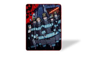 just funky fire force anime series fleece throw blanket | fire force manga throw blankets | fire force character favorites anime blanket | measures 60 x 45 inches