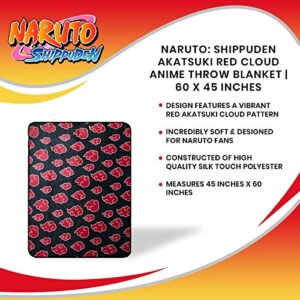 JUST FUNKY Naruto: Shippuden Akatsuki Red Cloud Anime Throw Blanket | Naruto Blanket Anime Soft Blankets and Throws | Official Naruto: Shippuden Akatsuki Blanket | Measures 60 x 45 Inches