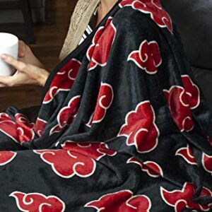 JUST FUNKY Naruto: Shippuden Akatsuki Red Cloud Anime Throw Blanket | Naruto Blanket Anime Soft Blankets and Throws | Official Naruto: Shippuden Akatsuki Blanket | Measures 60 x 45 Inches