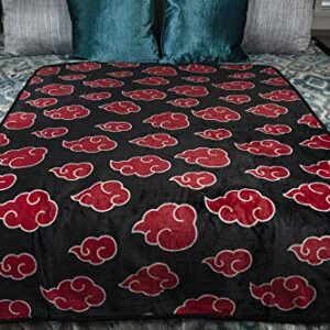 JUST FUNKY Naruto: Shippuden Akatsuki Red Cloud Anime Throw Blanket | Naruto Blanket Anime Soft Blankets and Throws | Official Naruto: Shippuden Akatsuki Blanket | Measures 60 x 45 Inches