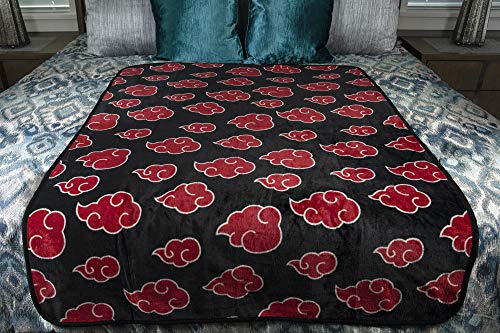 JUST FUNKY Naruto: Shippuden Akatsuki Red Cloud Anime Throw Blanket | Naruto Blanket Anime Soft Blankets and Throws | Official Naruto: Shippuden Akatsuki Blanket | Measures 60 x 45 Inches