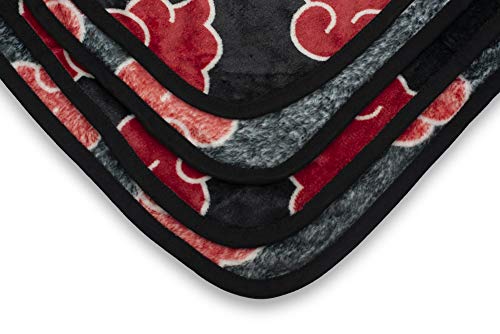 JUST FUNKY Naruto: Shippuden Akatsuki Red Cloud Anime Throw Blanket | Naruto Blanket Anime Soft Blankets and Throws | Official Naruto: Shippuden Akatsuki Blanket | Measures 60 x 45 Inches