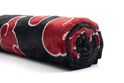 JUST FUNKY Naruto: Shippuden Akatsuki Red Cloud Anime Throw Blanket | Naruto Blanket Anime Soft Blankets and Throws | Official Naruto: Shippuden Akatsuki Blanket | Measures 60 x 45 Inches