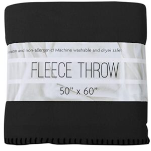 50×60 throw blankets, fleece throw blanket for livingroom, couch, chair, bed (solid black)