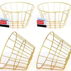 Gold Iron Wire Baskets and Trays, Round and Rectangular, 4-ct Sets (Round)