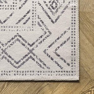 nuLOOM Mia Machine Washable Geometric Medallion Runner Rug, 2' 6" x 8', Light Grey