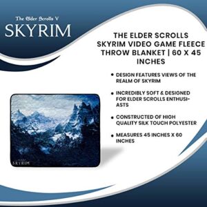 JUST FUNKY The Elder Scrolls Skyrim Video Game Fleece Throw Blanket | Skyrim Soft Blankets and Throws | Official The Elder Scrolls Skyrim Throw Blankets | Measures 60 x 45 Inches