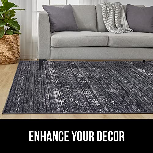 Gorilla Grip Soft Abstract Area Rug, Slip-Resistant Rubber Backing, Boho Modern Rugs, Low Profile Design, Resists Shedding and Fading, Home Décor for Living Room, Bedroom, 2.3 x 3.3, Charcoal Ivory