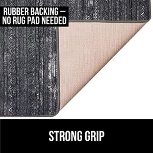 Gorilla Grip Soft Abstract Area Rug, Slip-Resistant Rubber Backing, Boho Modern Rugs, Low Profile Design, Resists Shedding and Fading, Home Décor for Living Room, Bedroom, 2.3 x 3.3, Charcoal Ivory