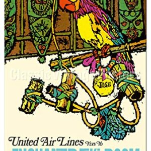 ZMKDLL Enchanted Tiki Room United Air Lines Vintage Travel Poster Metal Tin Sign