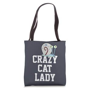 spongebob squarepants gary crazy cat lady tote bag
