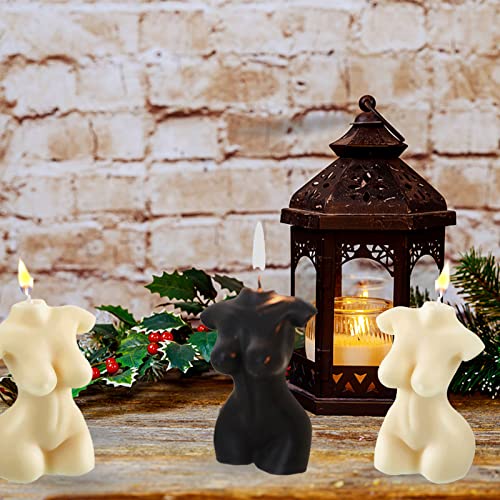 2PCS Body Shaped Candles, Body Soy Candle Female Body Shaped Candle Woman Torso Candle Home Decoration for Bedroom Bathroom Aesthetic Decoration (White and Black)