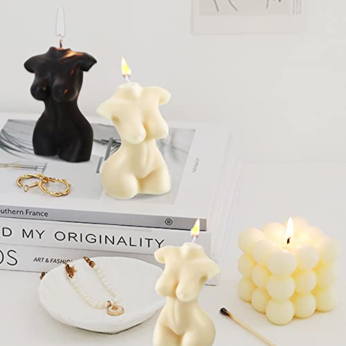 2PCS Body Shaped Candles, Body Soy Candle Female Body Shaped Candle Woman Torso Candle Home Decoration for Bedroom Bathroom Aesthetic Decoration (White and Black)