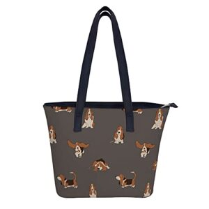 basset hound dog women’s fashion tote handbags leather shoulder bag purse, rest, white-style21, 29x34x14cm