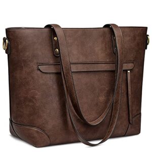 s-zone leather tote bag for women large shoulder bag handbag for work with long shoulder strap