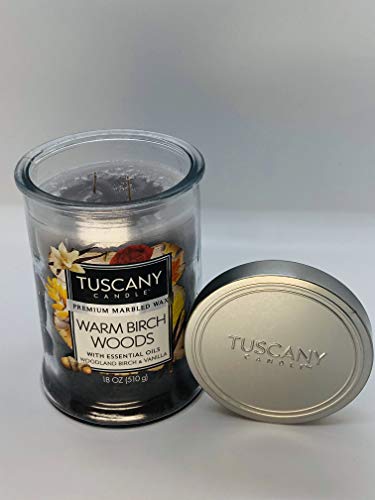 Tuscany Candle Warm Birch Woods Premium Marbled Wax Candle 2- Wick 18oz.