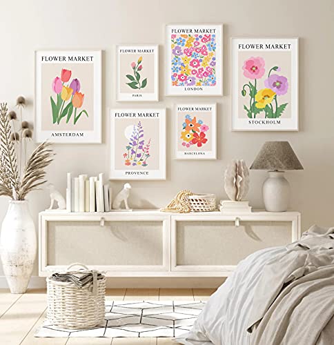 RBPRIDE Flower Market Poster Set of 6, 8x10 Inch Matisse Poster Flower Market Canvas Art Prints UNFRAMED , Abstract Floral Wall Art Modern Abstract Wall Art for Living Room Décor