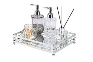 gurfuy acrylic decorative mirror tray perfume vanity jewelry tray makeup tray for dresser, bathroom, bedroom (sliver)