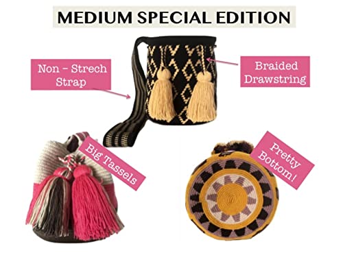 Wayuu Mochila Bag For Women, Colombian boho bags, Handmade With Big Nice-Looking Tassels