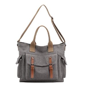 womens crossbody handbags canvas shoulder purse daily shopper satchel work bag travel purse top handle tote bag grey