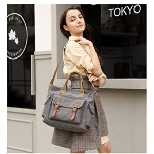 Womens Crossbody Handbags Canvas Shoulder Purse Daily Shopper Satchel Work Bag Travel Purse Top Handle Tote Bag Grey