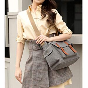 Womens Crossbody Handbags Canvas Shoulder Purse Daily Shopper Satchel Work Bag Travel Purse Top Handle Tote Bag Grey