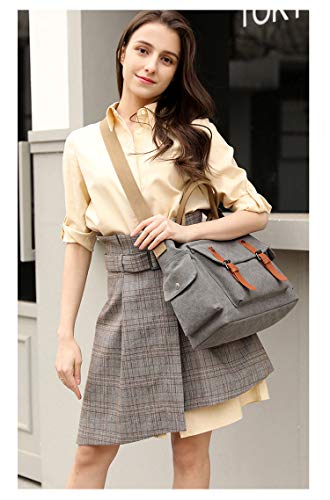 Womens Crossbody Handbags Canvas Shoulder Purse Daily Shopper Satchel Work Bag Travel Purse Top Handle Tote Bag Grey