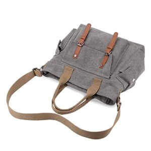 Womens Crossbody Handbags Canvas Shoulder Purse Daily Shopper Satchel Work Bag Travel Purse Top Handle Tote Bag Grey