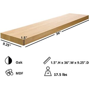 Kiera Grace Uniquely Modern Stockholm Aberg Engineered Wood Floating Wall Shelf with LED Light for Home, Room, & Office, 9.25”L x 35.4”W x 1.5”H, Oak Beige