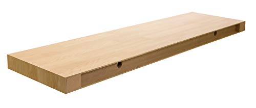 Kiera Grace Uniquely Modern Stockholm Aberg Engineered Wood Floating Wall Shelf with LED Light for Home, Room, & Office, 9.25”L x 35.4”W x 1.5”H, Oak Beige