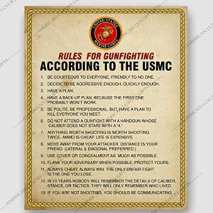 "Rules for Gunfighting According to the USMC"-U.S. Marine Corps Wall Art- 8 x 10" Distressed Patriotic Print-Ready to Frame. Home-Office-Military Decor. Perfect Gift for All Marines! Semper Fi!