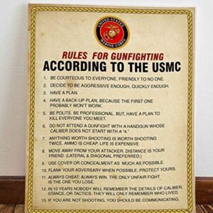 "Rules for Gunfighting According to the USMC"-U.S. Marine Corps Wall Art- 8 x 10" Distressed Patriotic Print-Ready to Frame. Home-Office-Military Decor. Perfect Gift for All Marines! Semper Fi!