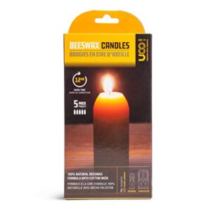 UCO 12-Hour Natural Beeswax, Long-Burning Emergency Candles for Candle Lantern, 5 Pack