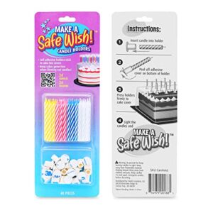 Make a Safe Wish! Spiral Birthday Candles and Candle Holders, 2.5" Colorful Candles, Safe Kids Birthday Party, Keep from Spreading Germs - 24 Candles, 24 Holders