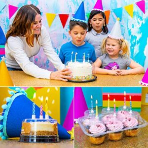 Make a Safe Wish! Spiral Birthday Candles and Candle Holders, 2.5" Colorful Candles, Safe Kids Birthday Party, Keep from Spreading Germs - 24 Candles, 24 Holders