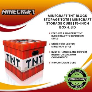 MINECRAFT TNT Block Storage Cube Organizer Storage Cube | TNT Block From Cubbies Storage Cubes | Organization Cubes | 15-Inch Square Bin With Lid