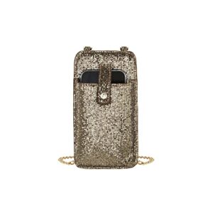 olivia miller women’s fashion pu vegan leather glitter gold cell phone crossbody mini bag everyday casual evening purse handbag
