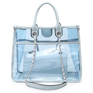 large clear tote bags for women travel handbag transparent purse 2 sets pvc top handle shoulder crossbody bag