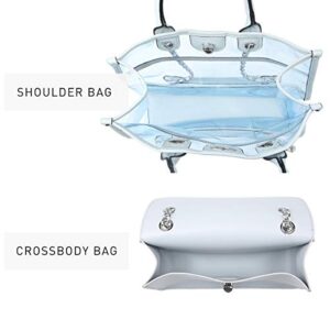 Large Clear Tote Bags for Women Travel Handbag Transparent Purse 2 Sets PVC Top Handle Shoulder Crossbody Bag