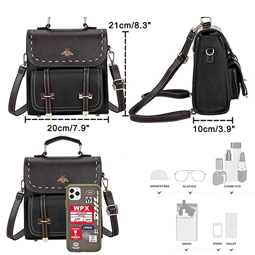 Women Small Fashion Backpack, Retro Mini Daypack Casual Satchel Purse Contrast Color Design (Brown)