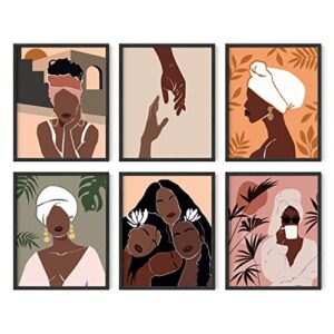 HAUS AND HUES Black Woman Wall Art - Set of 6 Black Girl Wall Decor, Black Girl Paintings for Wall, Black Girl Posters, Women of Color, Fashion Wall Art, Black African Woman Wall Art UNFRAMED 8"x10"