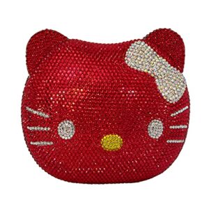 hello kitty cat crystal clutch couture special occasion holiday party evening bag red & silver